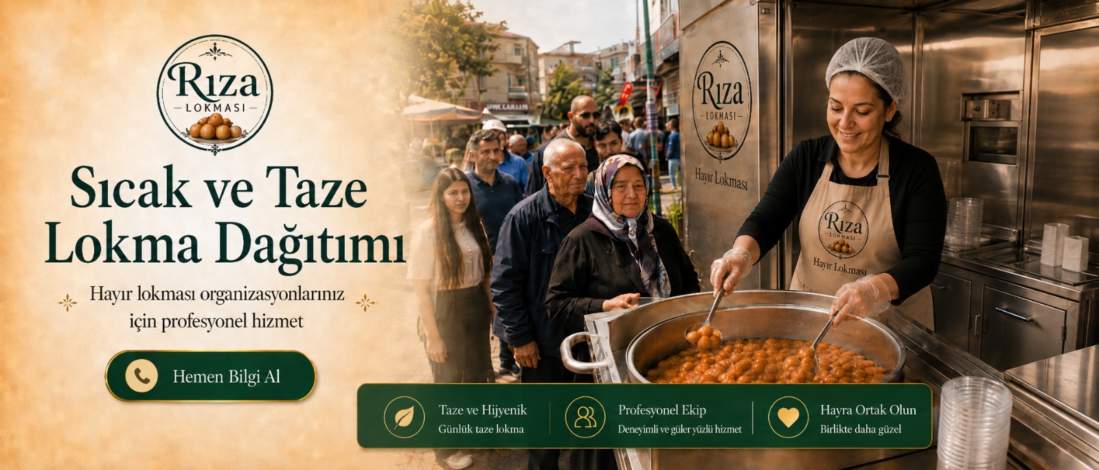 Sıcak ve taze lokma dağıtımı — Rıza Lokması